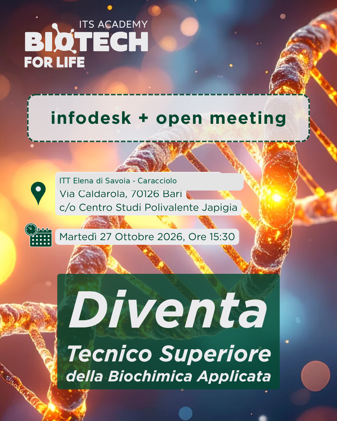 INFODESK della Biotech for Life ITS Academy all'Elena di Savoia Caracciolo